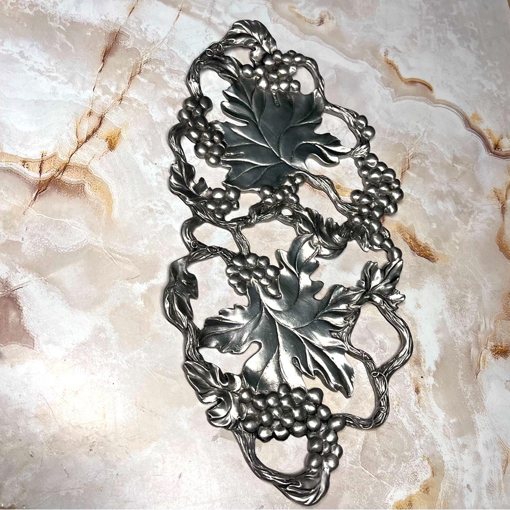Seagull Canada Pewter Trivet-Hot Pad-Floral Wall Decor Vintage 1996 Etain Zinn